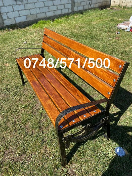 Banca stradala si cos de gunoi rustic