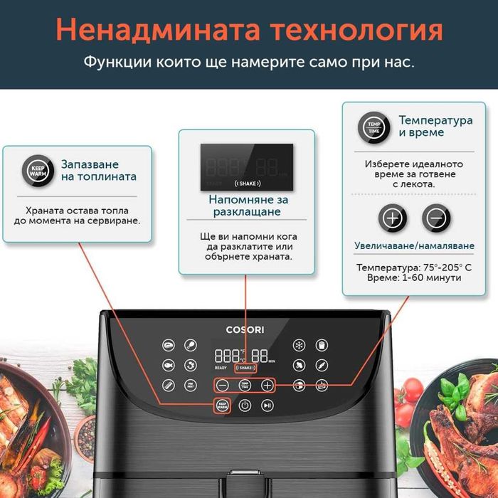 Еар фрайер Фритюрник с горещ въздух Cosori Premium Air Fryer, 5.5L НОВ