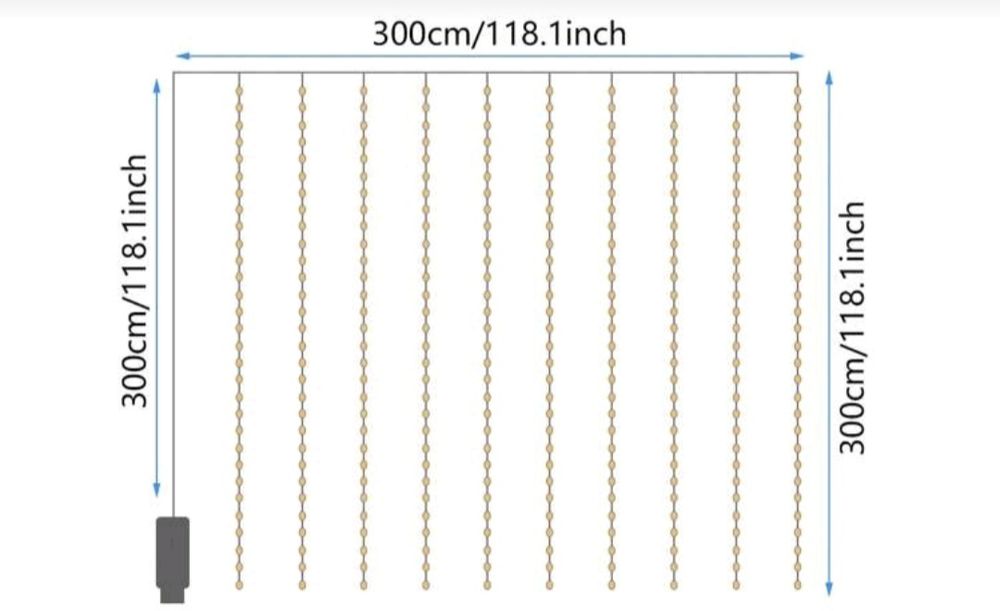 завеса Led лампи коледни 3×3 метра