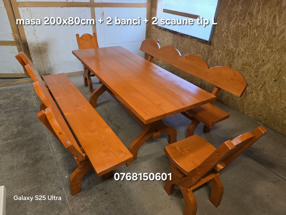 Masa cu scaune si banci / mobilier rustic scaune si banci. MESE TERASA
