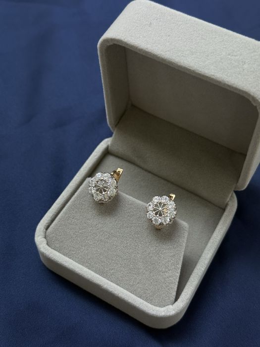 Золотые серьги с фианитами