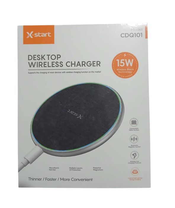 Încărcător Wireless Magnetic X-Start CDQ101, Fast Charge 15W, USB-A, Braided, Gri