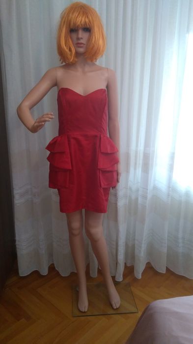 Rochie rosie fara maneci