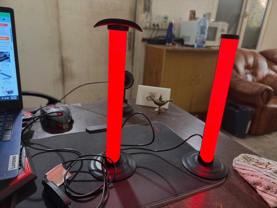 Suport Casti PC RGB 2 coloane + telecomanda