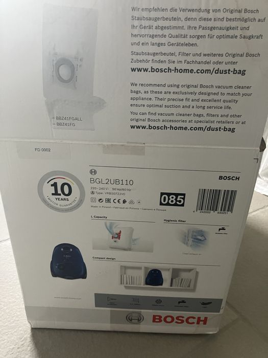 Прахосмукачка Bosch BGL2UB110, Филтър Мicro, Син