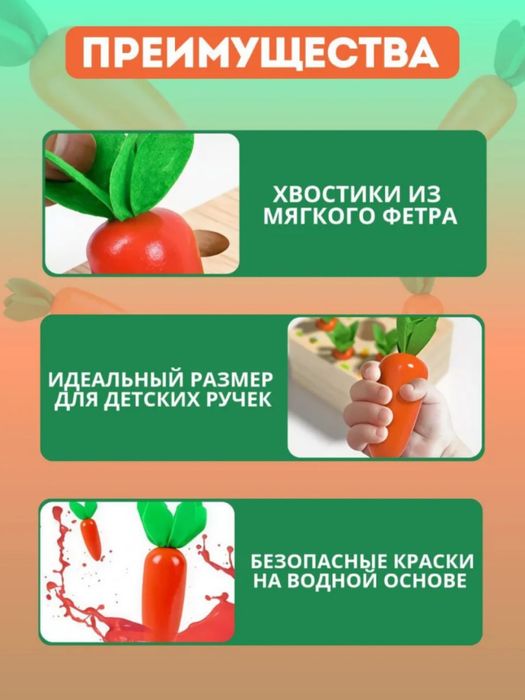 O'yinchoq, Kichkintoylar uchun Montessori Sabzi yog‘och Sorter