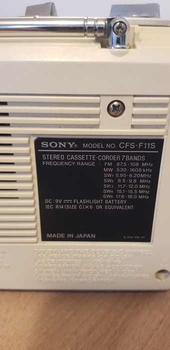Radio casetofon Sony CFS-F11S Autoreverse Sofisticat  Made in Japan