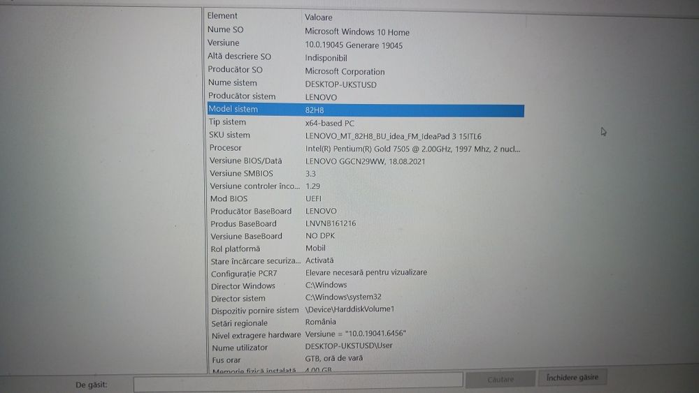 Laptop Lenovo IdeaPad 3 | SSD 256GB | Intel Pentium Gold | Upgradabil