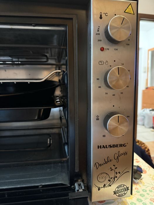 Cuptor electric Hausberg HB-8020, Grill, 70 litri, Negru / Inox