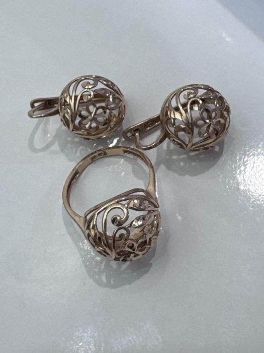 Золото компллект набор Серги и колцьо