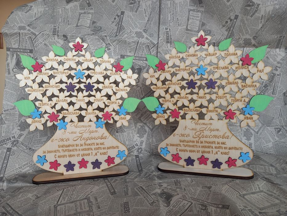 Подарък за  Осми март за учителка с имената, различни продукти