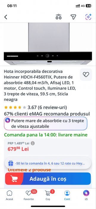 Hota incorporabila decorativa Heinner