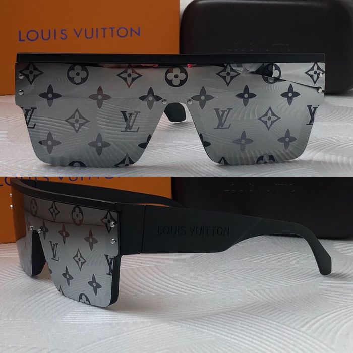 Мъжки слънчеви очила маска брандирани стъкла бели черни