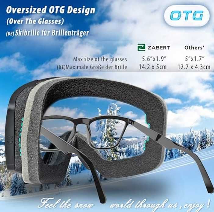Ски очила ZABERT OTG, дамски ски очила за ски и сноуборд