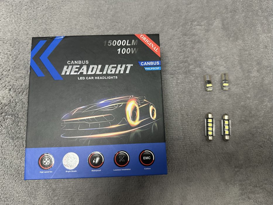 Set becuri LED H7 Model :A8- Canbus, 100W, 15000Lm,6000K - Cadou leduri pozitie