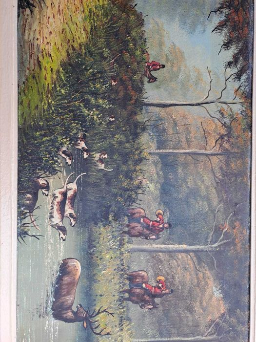tablou vechi pictura pe panza 96/56 cm semnat Maruki