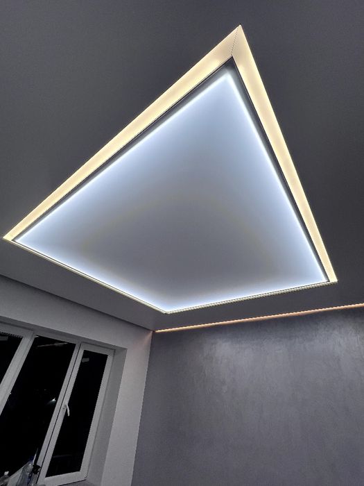 Натяжные, теневые и парящие потолки. Со скрытым карнизом