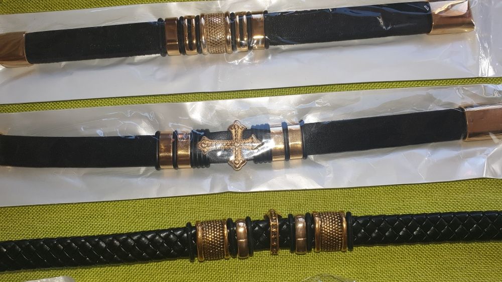 НОВИ Позлатени Гривни разл.вид и размер,кайшка от естествена кожа-70лв