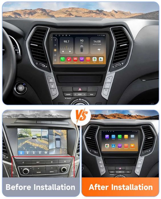 Мултимедия 9" Android 14 за HYUNDAI IX45 SANTA FE 3 III CARPLAY навигация RDS DSP GPS