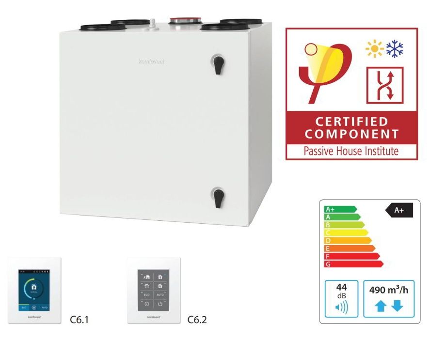 Komfovent Domekt R 450 V Centrala ventilatie certificat casa pasiva