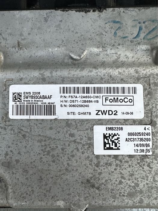 Ecu / Calculator motor Ford Mondeo MK5 2.0 Hydrid : FS7A-12A650-CMC