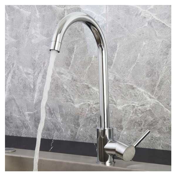 Кухненски смесител за мивка, Неръждаема стомана, Сребрист, Черен