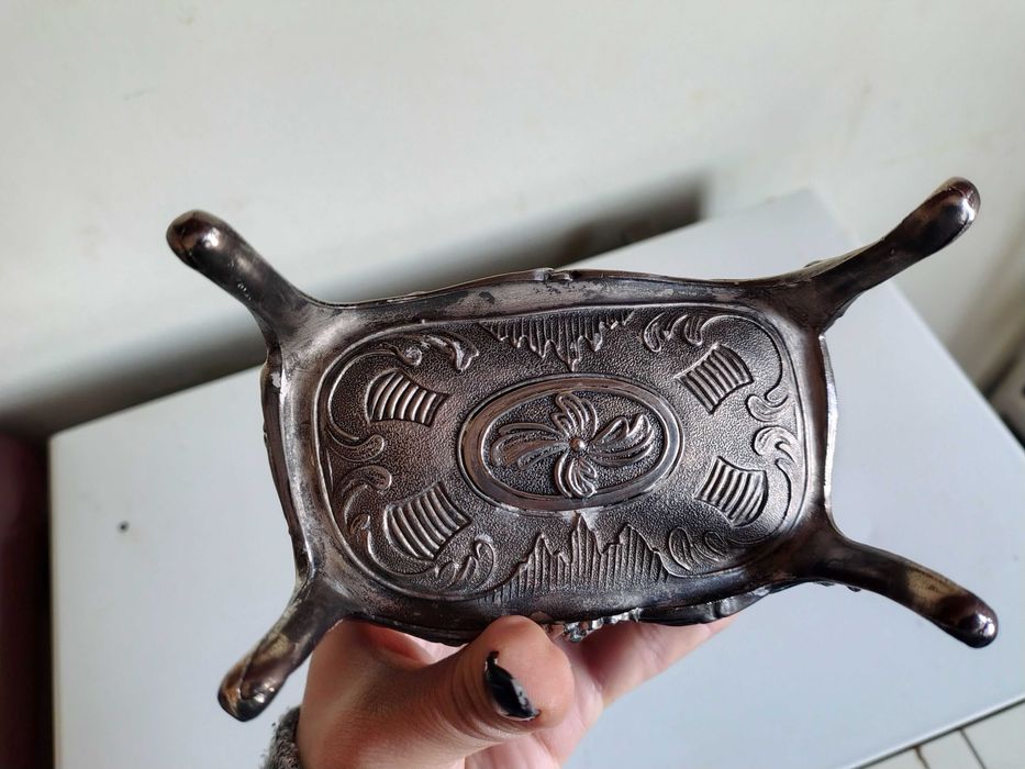 Страхотна Рядка Стара Посребрена Френска Кутия За Бижута