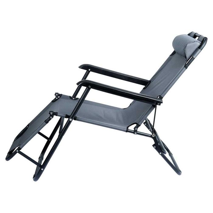 Сгъваем шезлонг, Vilde, сив, 3 позиции, размери 60x102x86см, компактен
