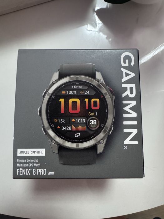 Smartwatch Garmin Fenix 8 Pro, 51mm, AMOLED, LTE, GPS, Wi-Fi, Android/iOS, Sapphire, Titan, curea din silicon Graphite/ Black
