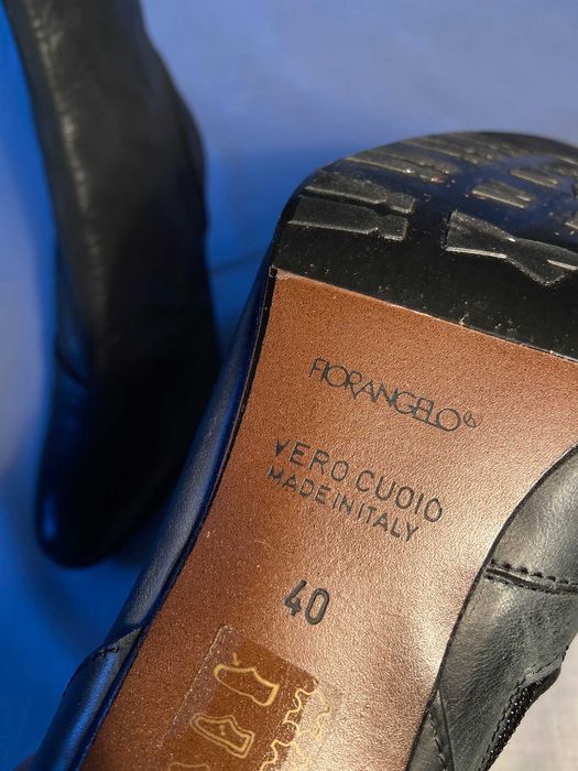 Ghete Fiorangelo din piele verde, toc cui, marimea 40, catarama dubla