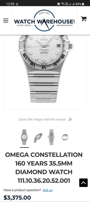Omega Constellation Co-Axial  editie 160 years cu 11 diamante 36mm