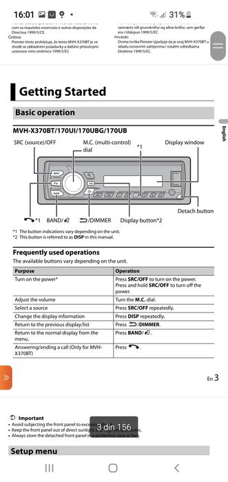 Radio MP3 Player auto Pioneer MVH-170UI, 4x50W, USB, AUX, Iesire Subwo
