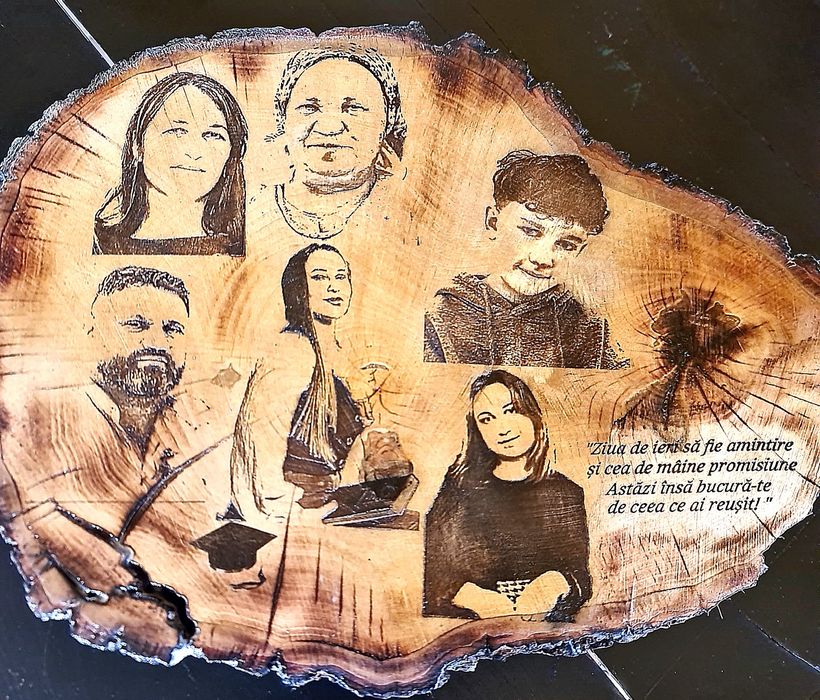 Icoană Lemn Portret Gravură Handmade Foto Cadou