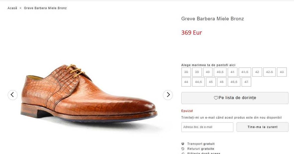 Pantofi de lux 43 43.5 44 44.5 45 45.5 Greve NOI lucrati manual piele