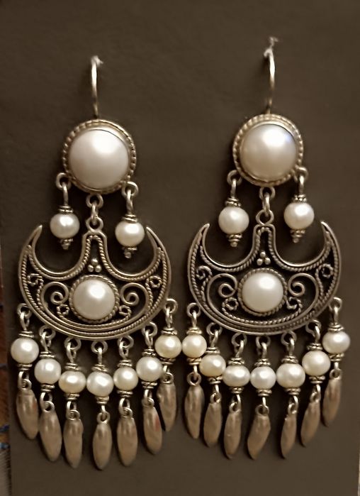 Серьги серебро 925 ручная работа,шандельеры,лунницы,жемчуг,новые, люкс