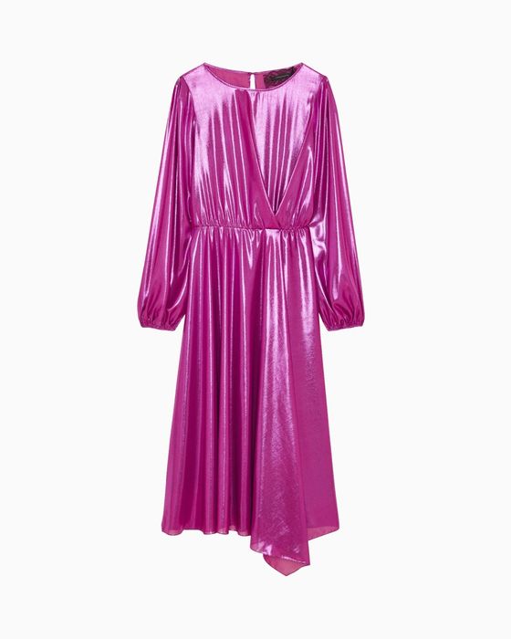 Цикламена рокля Patrizia Pepe, с подплата, ламиниран плат,XS и S,нов!