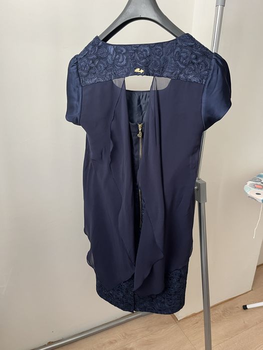 Тъмно синя официална рокля Роси