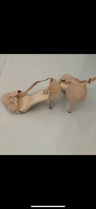 Комплект дамска чанта и обувки - велур