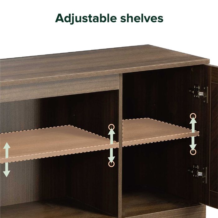 Zinus Bennett Comoda tv ,stil rustic, maro, soft-close,Lichidare stoc