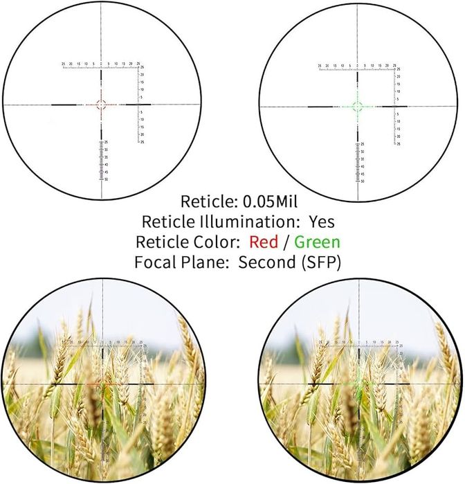 Оптика FOCUHUNTER 4-24x50 SF, оптически прицел с подсветка и монтажи