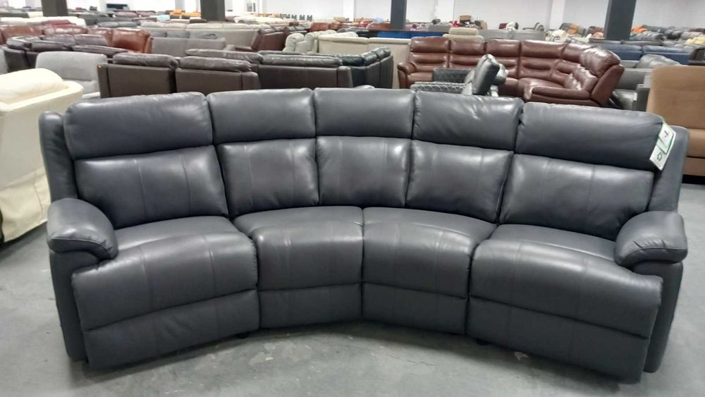 Сив извит кожен диван четворка "Gracy"