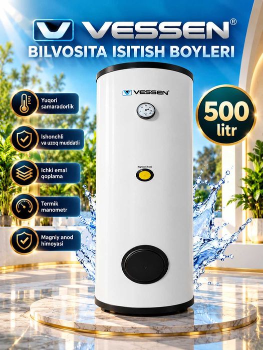 VESSEN 500litr (2) zmeevikami kosvenniy BOYLER бойлер с TERMOWEN sklad