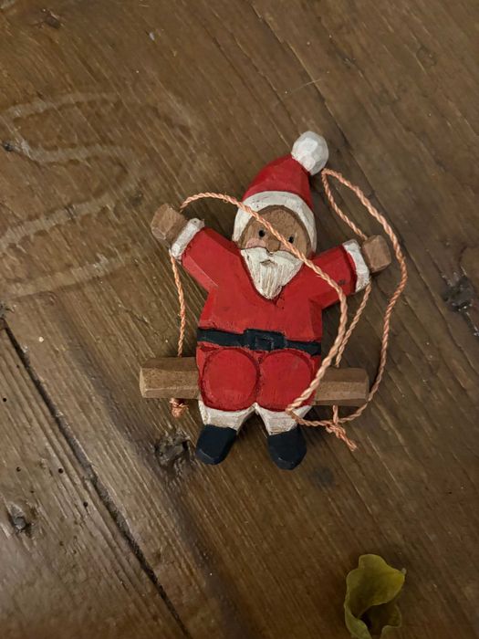 Figurine lemn sculptate manual vechi pentru brad Craciun set 4 buc