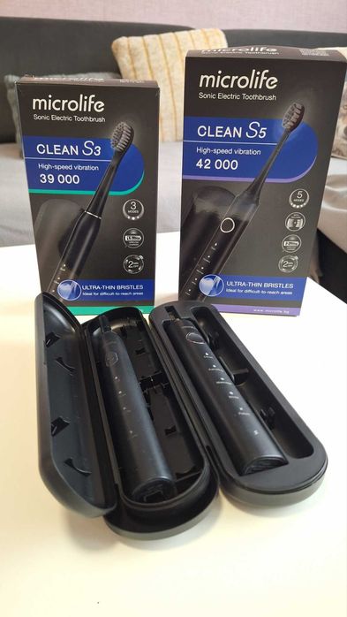 2бр Microlife Clean S3 и S5 Звукова електрическа четка за зъби черна