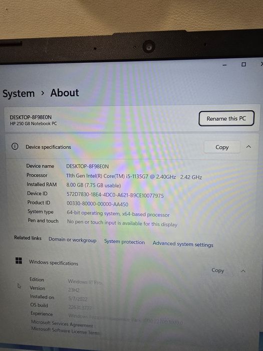Laptop HP250 G8 I5 Gen 11