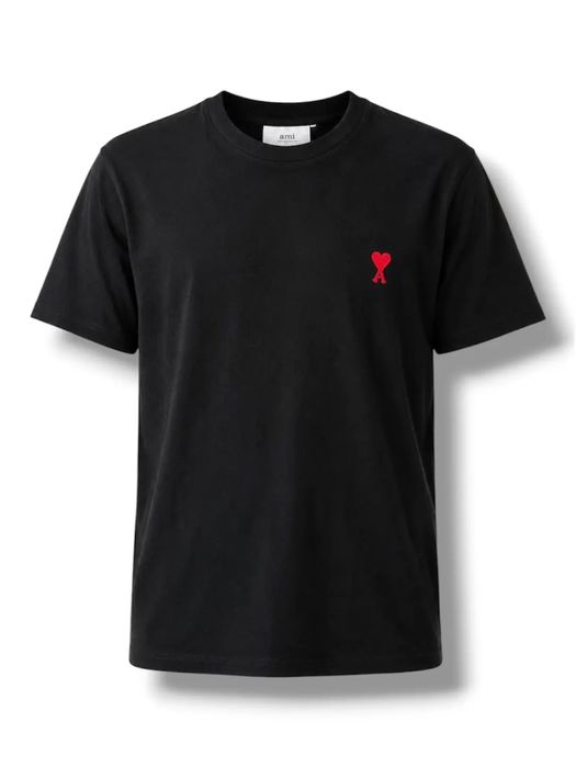 Мъжка тениска Ami Paris Black T-Shirt Red Heart Черна тениска S M