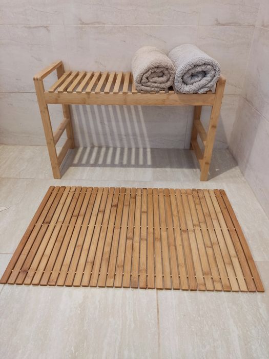 NOU Set baie banca bancuta covor bambus