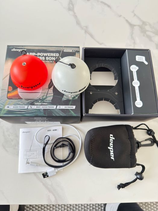 Сонар Deeper CHIRP+ 2 Limited Edition Arctic Grey – Много запазен – Пълен комплект