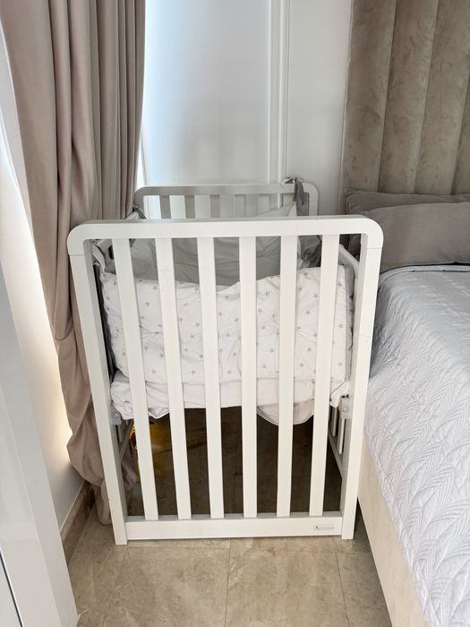 Patut bebe azzura lemn de fag+saltea+set pat