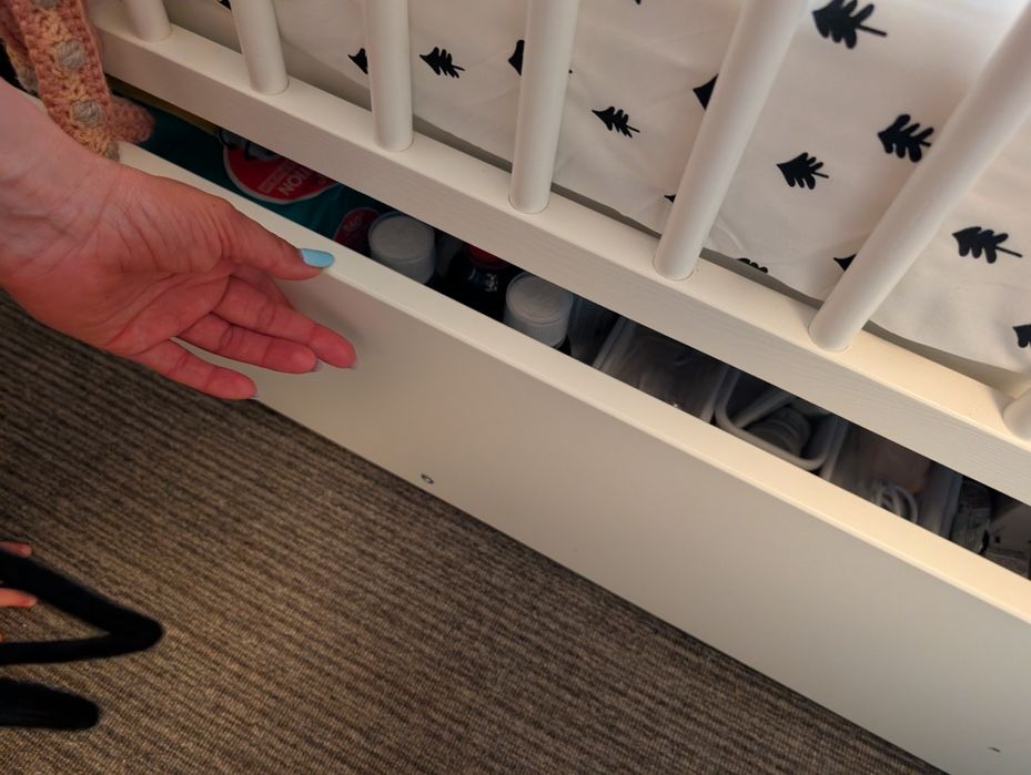 Pătuț bebe Klups Luna alb lemn cu sistem de legănare